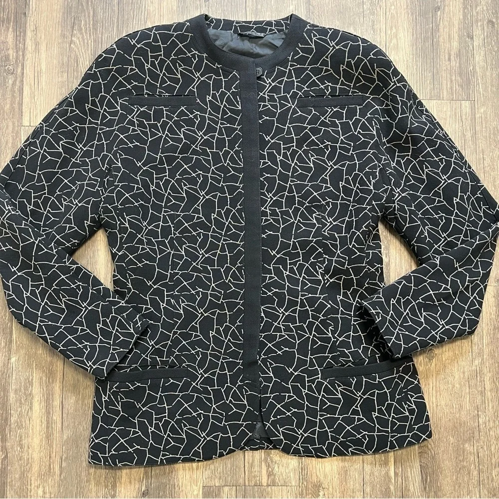 Gianni Versace Vtg Black White Wool Shearling Coat Button Jacket Retro Y2K 10